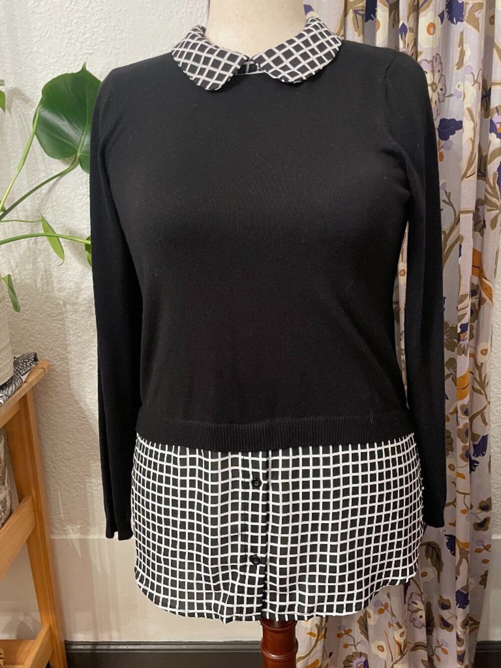 Adriana Papell Peter Pan Collar Shirt Sweater 2fer Sz M Cottagecore, Whimsygoth